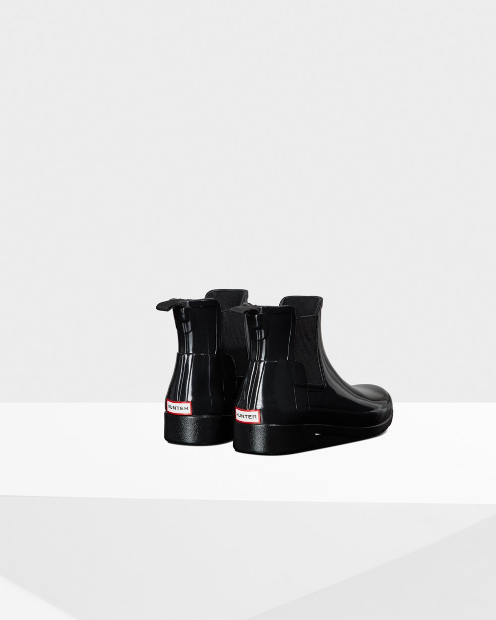 Womens Hunter Chelsea Boots Black - Refined Gloss Slim Fit - 4031679-SM